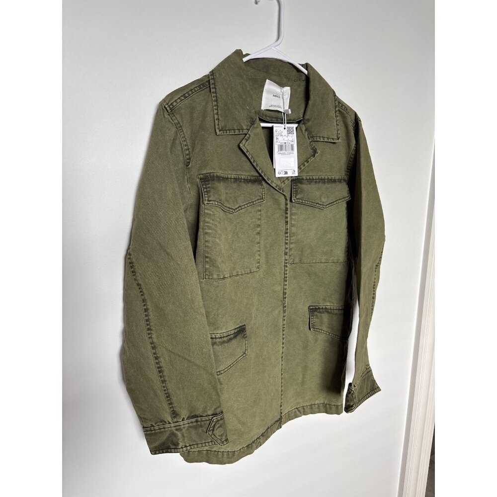 Mango Womens Olive Green Utility Jacket With Pockets, new with tags, Size M - Picture 2 of 5